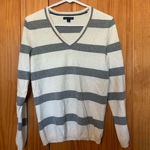 Grey and White Striped Sweater. Tommy Hilfiger.